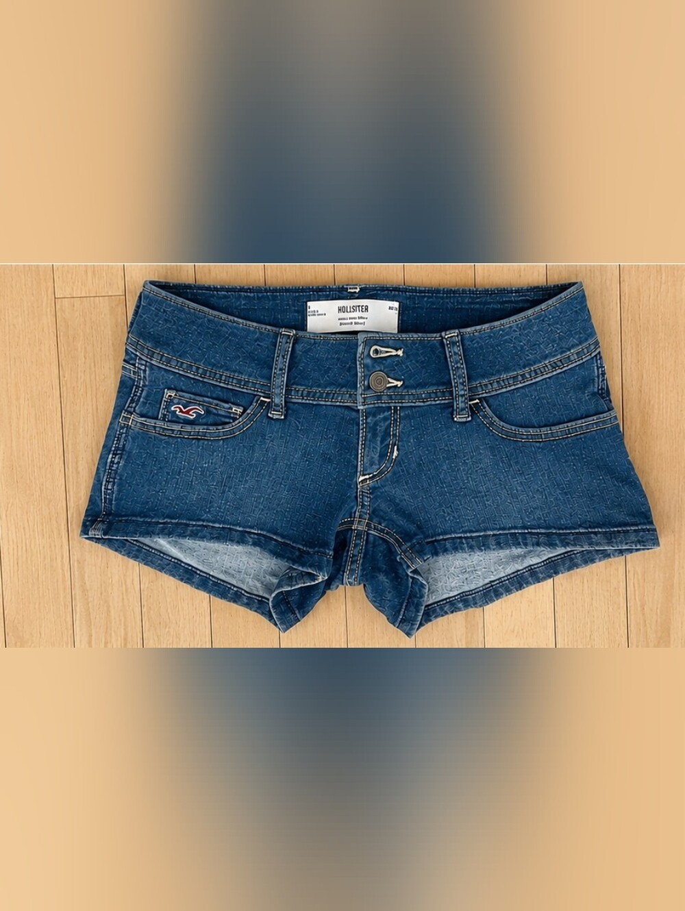 Hollister Medium Blue Denim Low-Rise Cutoff Shorts